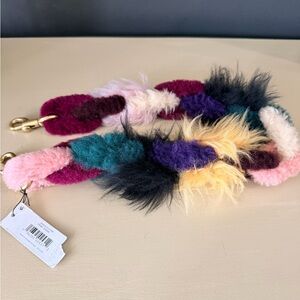Like New Coach Short Chain Strap in Shearling – Fun Multicolor / Brass (CN066)